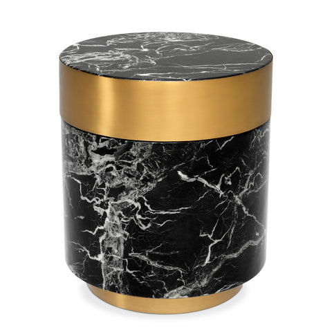 112250 - Side Table Caron faux black marble brass finish