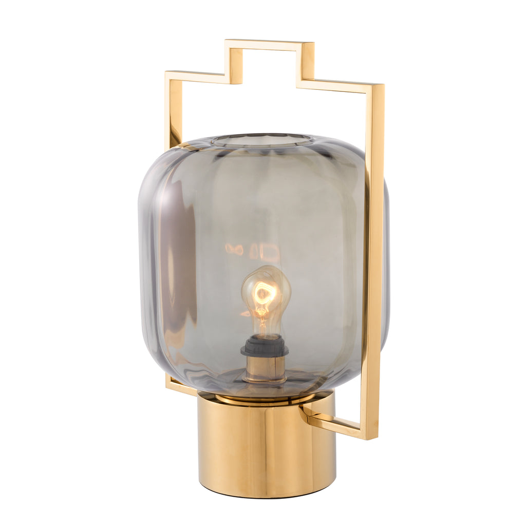 113074UL - Table Lamp Wang gold finish smoke glass