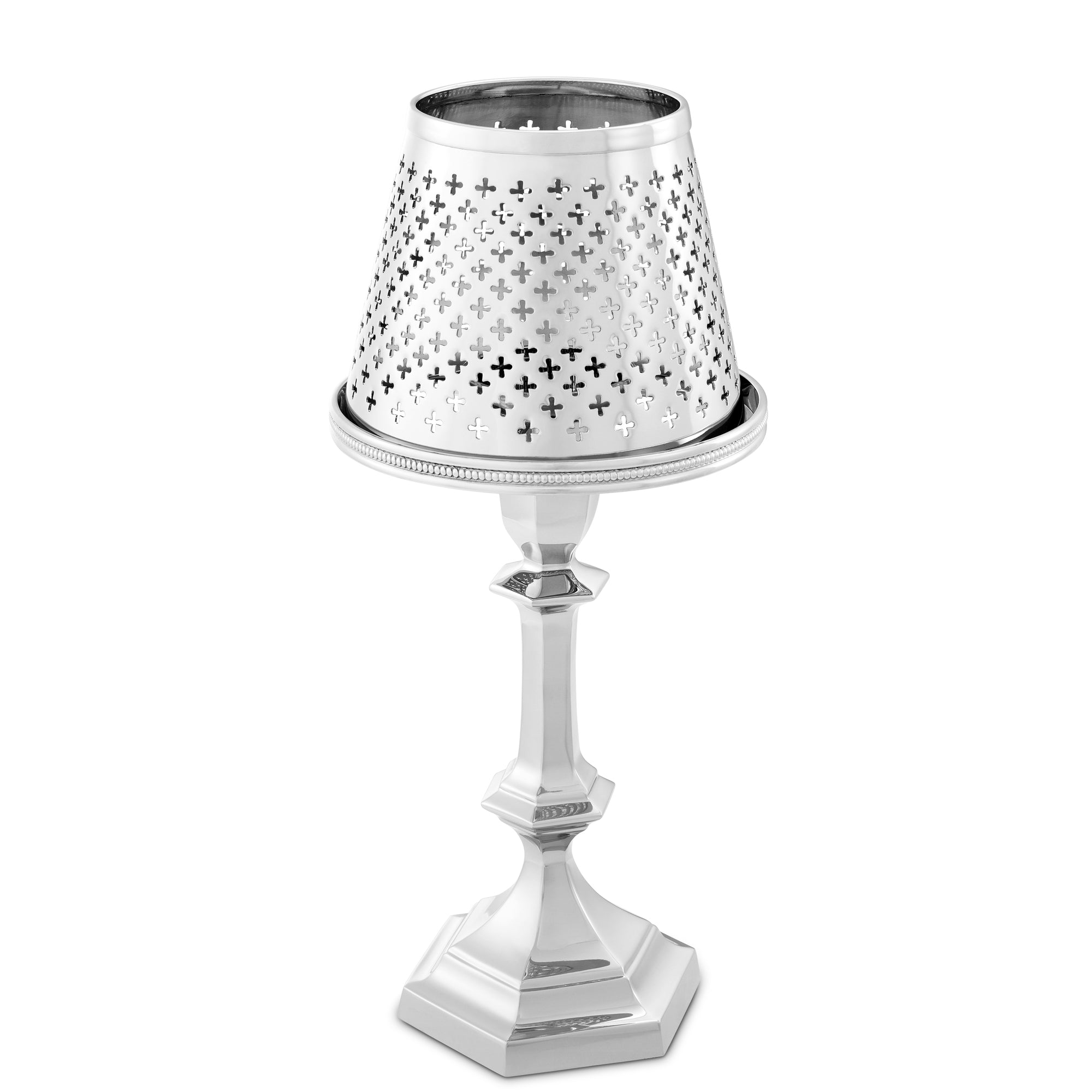 113115 - Tealight Holder with shade Maillon nickel finish