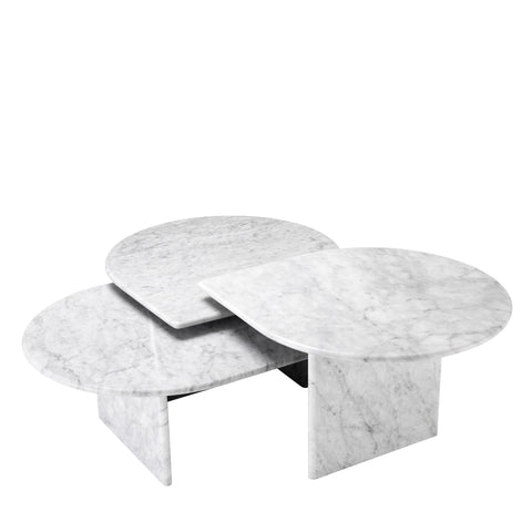 113801 - Coffee Table Naples white carrera marble set of 3