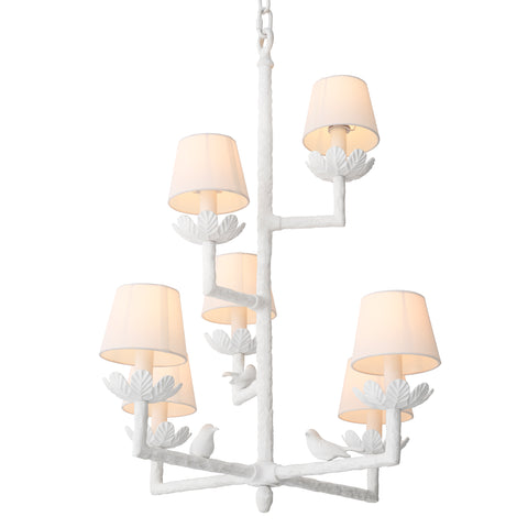 113837UL - Chandelier Nature matte white finish incl shades UL