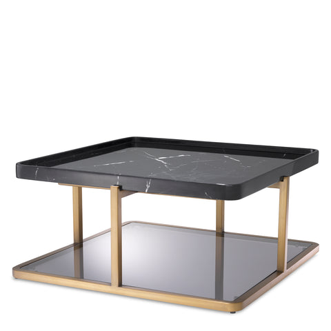 113945 - Coffee Table Grant br brass finish black marble