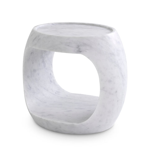 114856 - Side Table Clipper low honed white marble