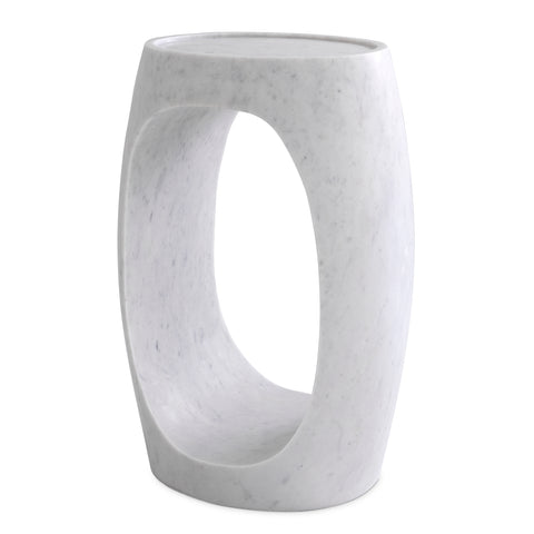 114896 - Side Table Clipper high honed white marble