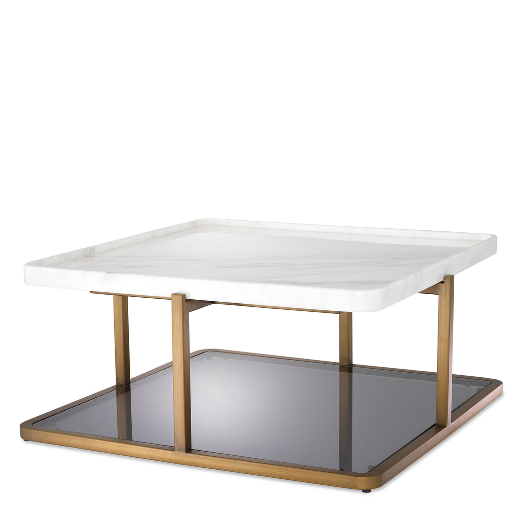 115141 - Coffee Table Grant br brass finish white marble