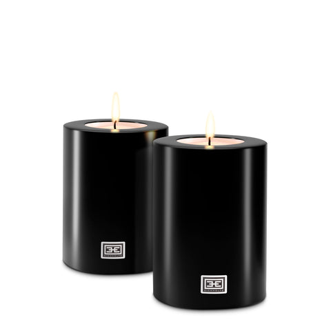 115289 - Artificial Candle ø 10 x H. 15 cm black set of 2