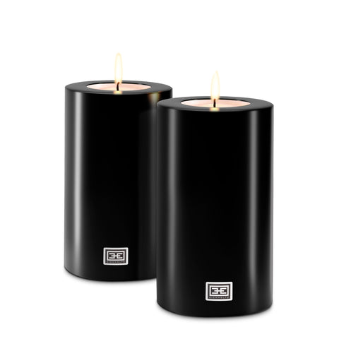 115290 - Artificial Candle ø 10 x H. 18 cm black set of 2