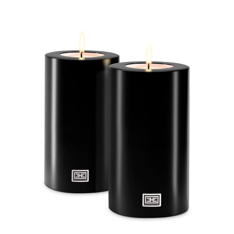 115291 - Artificial Candle ø 10 x H. 21 cm black set of 2