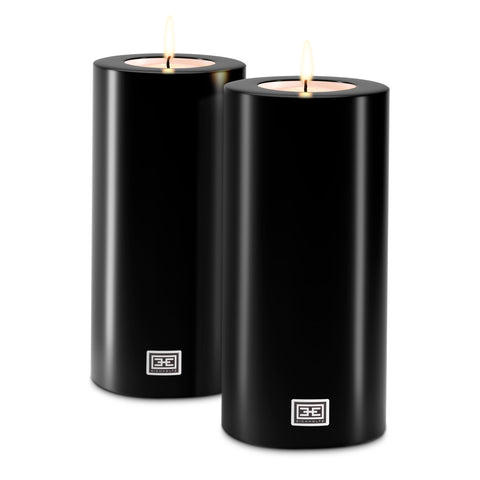 115304 - Artificial Candle ø 12 x H. 25 cm black set of 2