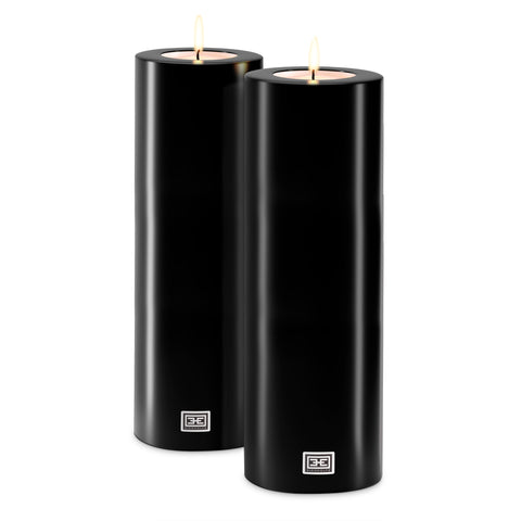 115305 - Artificial Candle ø 12 x H. 35 cm black set of 2