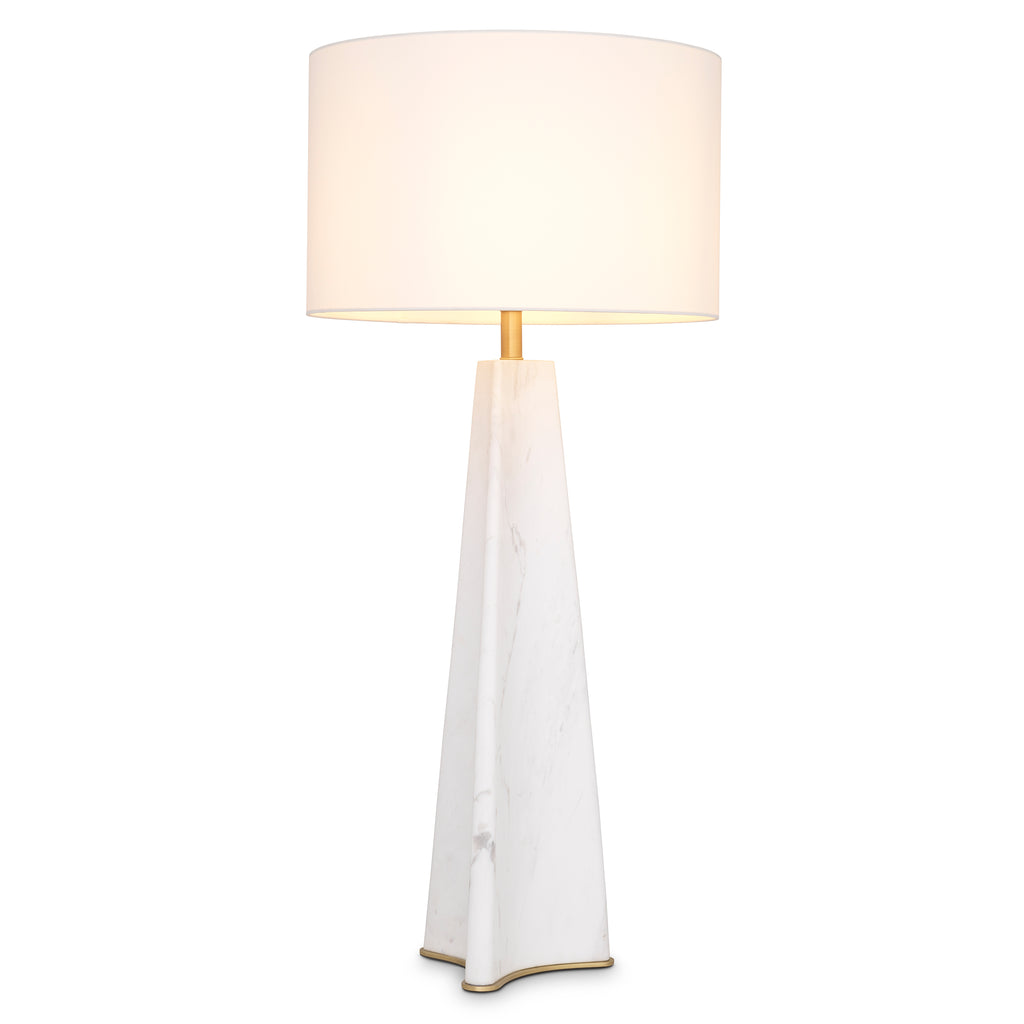 115374UL - Table Lamp Benson honed white marble incl shade UL