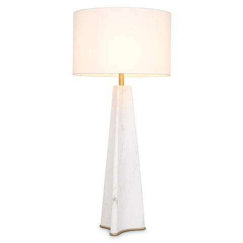 115374UL - Table Lamp Benson honed white marble incl shade UL