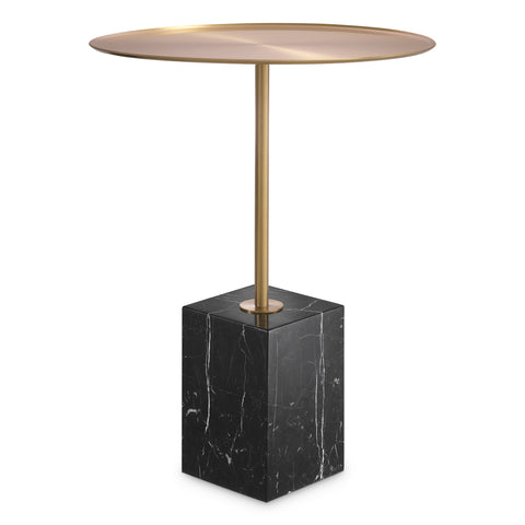 115544 - Side Table Cole brushed brass finish black marble
