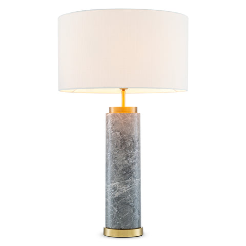 115999UL - Table Lamp Lxry ant br fin grey marble incl shade UL