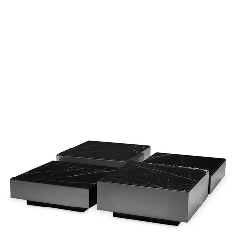 116524 - Coffee Table Esposito bronze finish black marble set of 4