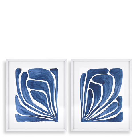 116654 - Print EC373 Blue stylized leaf set of 2
