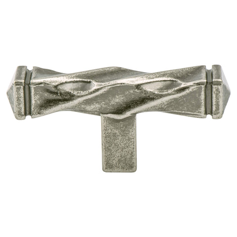Rhapsody Weathered Nickel Twisted Knob - This knob has a tooth on the bottom.
