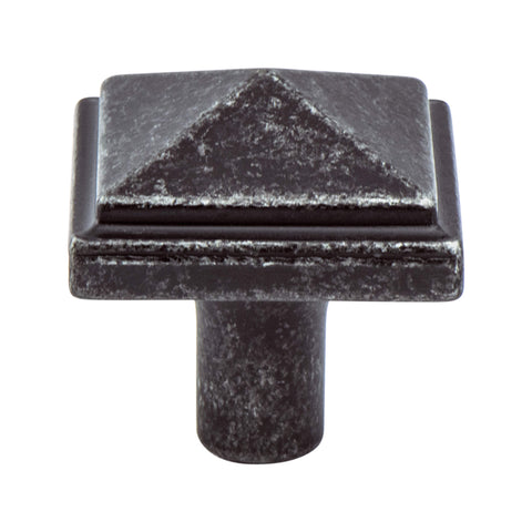 Rhapsody Weathered Iron Pyramid Knob - This knob has a tooth on the bottom.