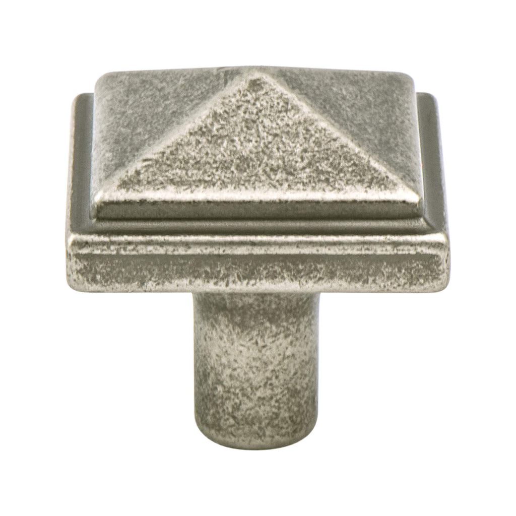 Rhapsody Weathered Nickel Pyramid Knob - This knob has a tooth on the bottom.