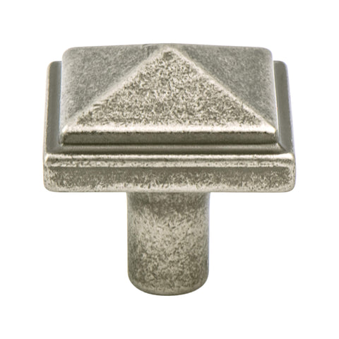 Rhapsody Weathered Nickel Pyramid Knob - This knob has a tooth on the bottom.