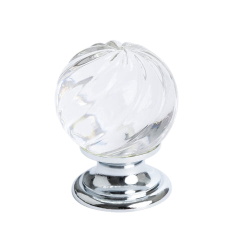 Europa Swirled Crystal Polished Chrome Knob