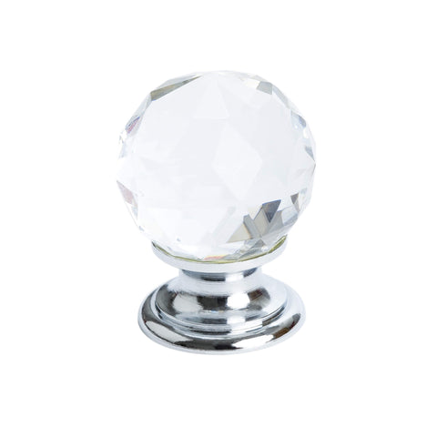 Europa Faceted Crystal Polished Chrome Knob