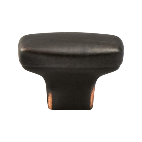 Vibrato Verona Bronze Rounded Rectangle Knob - This knob has a tooth on the bottom.
