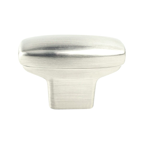 Transitional Advantage One Brushed Nickel Rounded Rectangle Knob  -This knob has a tooth on the bottom.