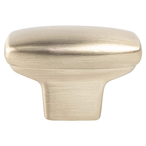 Transitional Advantage One Champagne Rounded Rectangle Knob  -This knob has a tooth on the bottom.