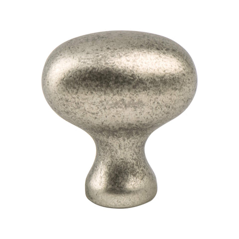 Transitional Advantage Three Weathered Nickel Oval Knob - This knob has a tooth on the bottom.