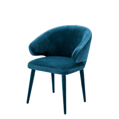 A112067 - Dining Chair Cardinale roche teal blue velvet