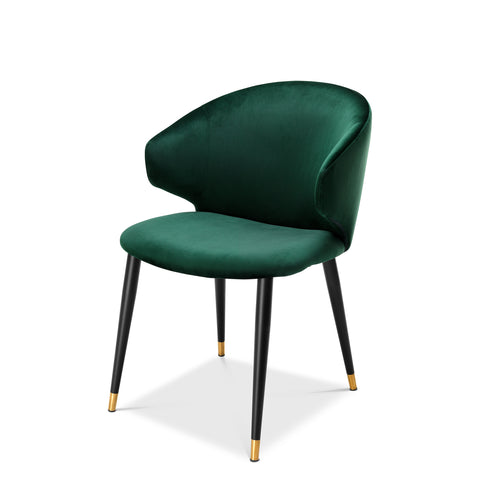 A112775 - Dining Chair Volante w/arm roche dark green velvet