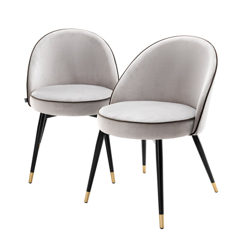 A113124 - Dining Chair Cooper roche light grey velvet set of 2