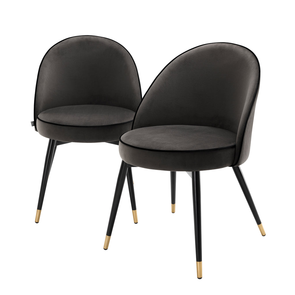 A113125 - Dining Chair Cooper roche dark grey velvet set of 2