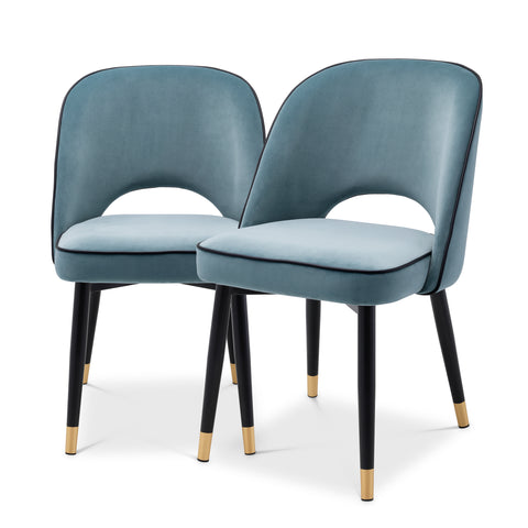 A114301 - Dining Chair Cliff savona blue velvet set of 2