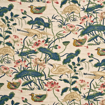 Heron & Lotus Flower-Indigo/Pink
