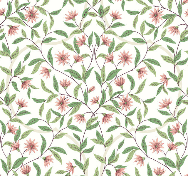 GO8252 Jasmine Coral Wallpaper-Pink