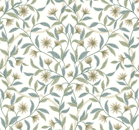 GO8253 Jasmine Eucalyptus Wallpaper-Green/Beige