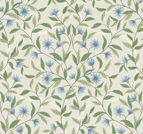 GO8255 Jasmine Cornflower Wallpaper-Beige/Blue