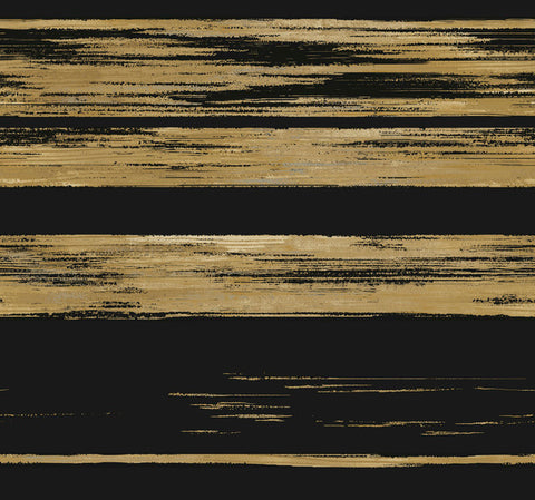 KT2151 Horizontal Dry Brush Wallpaper-Black/Gold