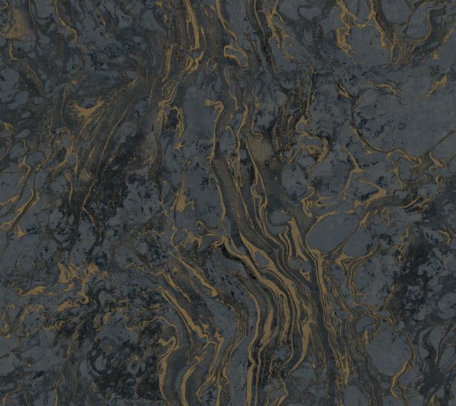 KT2224 Polished Marble Wallpaper-Black