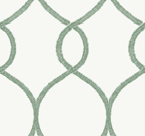 KT2231 Laurel Leaf Ogee Wallpaper-Green