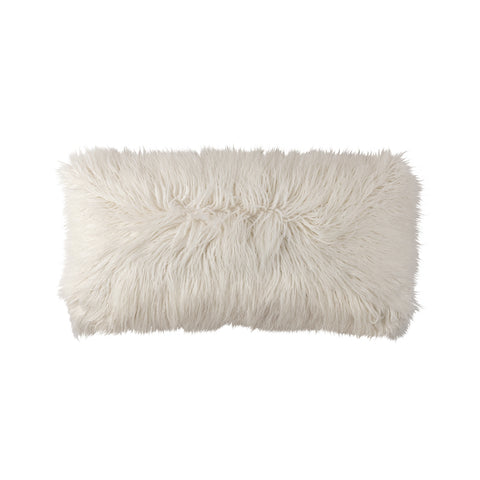 Coco Lg Rectangle Pillow White Faux Fur 14x30
