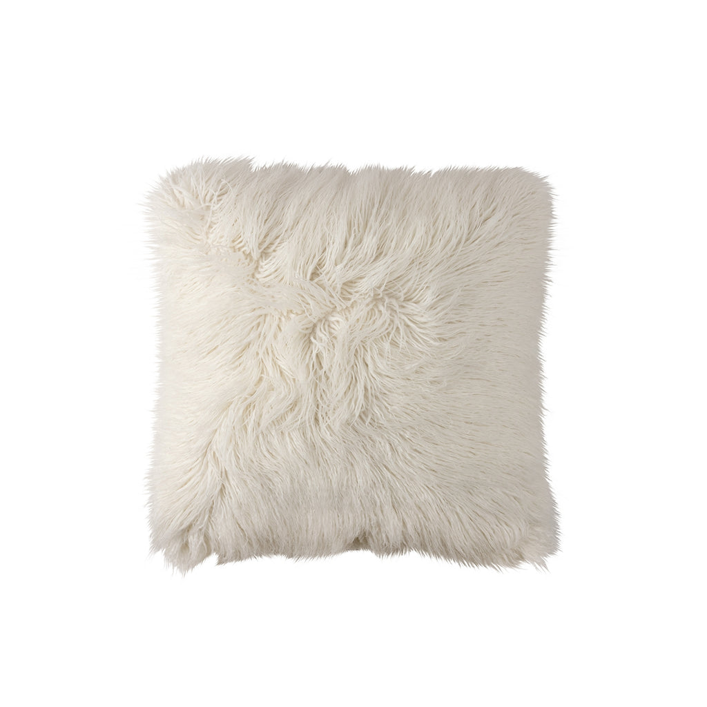 Coco Square Pillow White Faux Fur 24x24