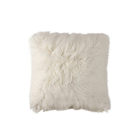 Coco Square Pillow White Faux Fur 24x24