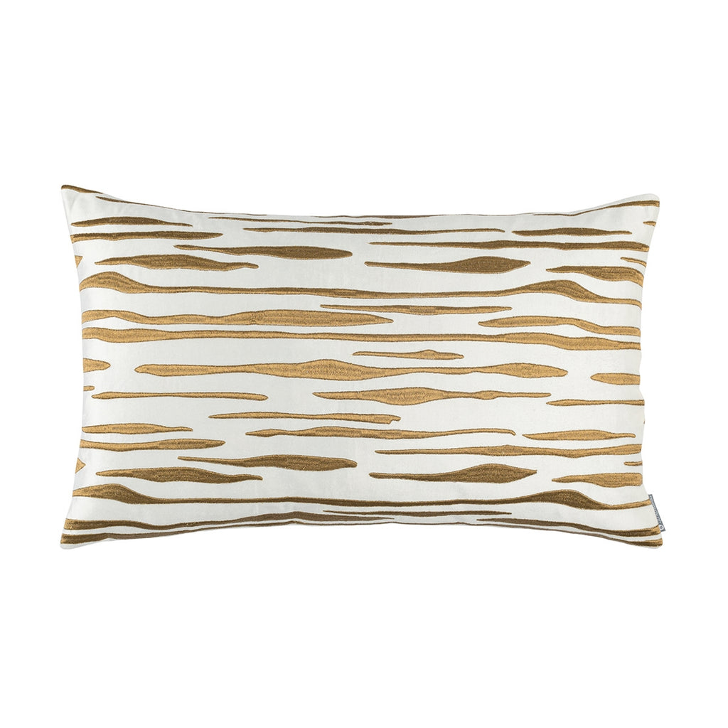 Zara Lg. Rect. Pillow Ivory Matte Vevet Gold Embroidery 18X30 (Insert Included)