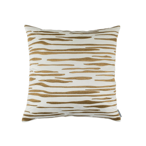 Zara Square Pillow Ivory Matte Vevet Gold Embroidery 24X24 (Insert Included)
