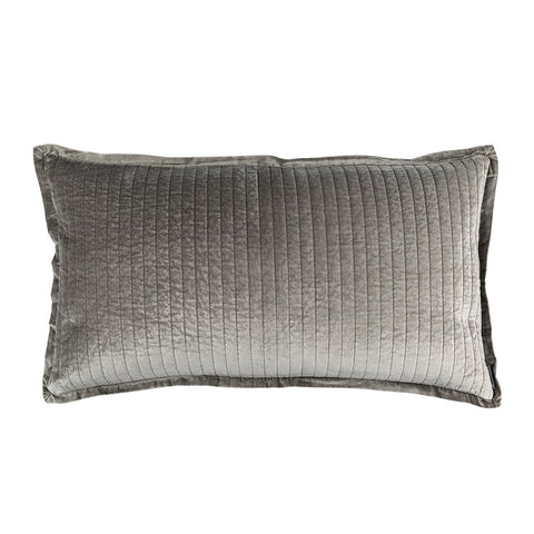 Aria Quilted King Pillow Lt. Grey Matte Velvet 20X36 (Insert Included)