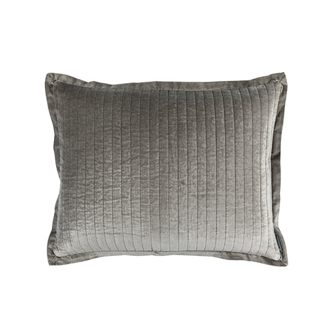 Aria Quilted Standard Pillow Lt. Grey Matte Velvet 20X26 (Insert Included)