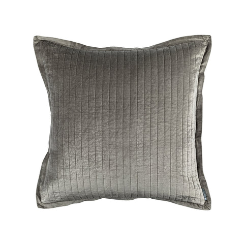Aria Quilted Euro Pillow Lt. Grey Matte Velvet 26X26 (Insert Included)